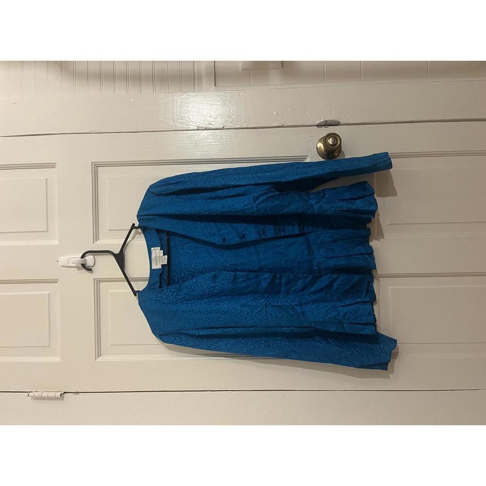 Silk Studio Women's Blue Silk Button-Up Blouse Size 10